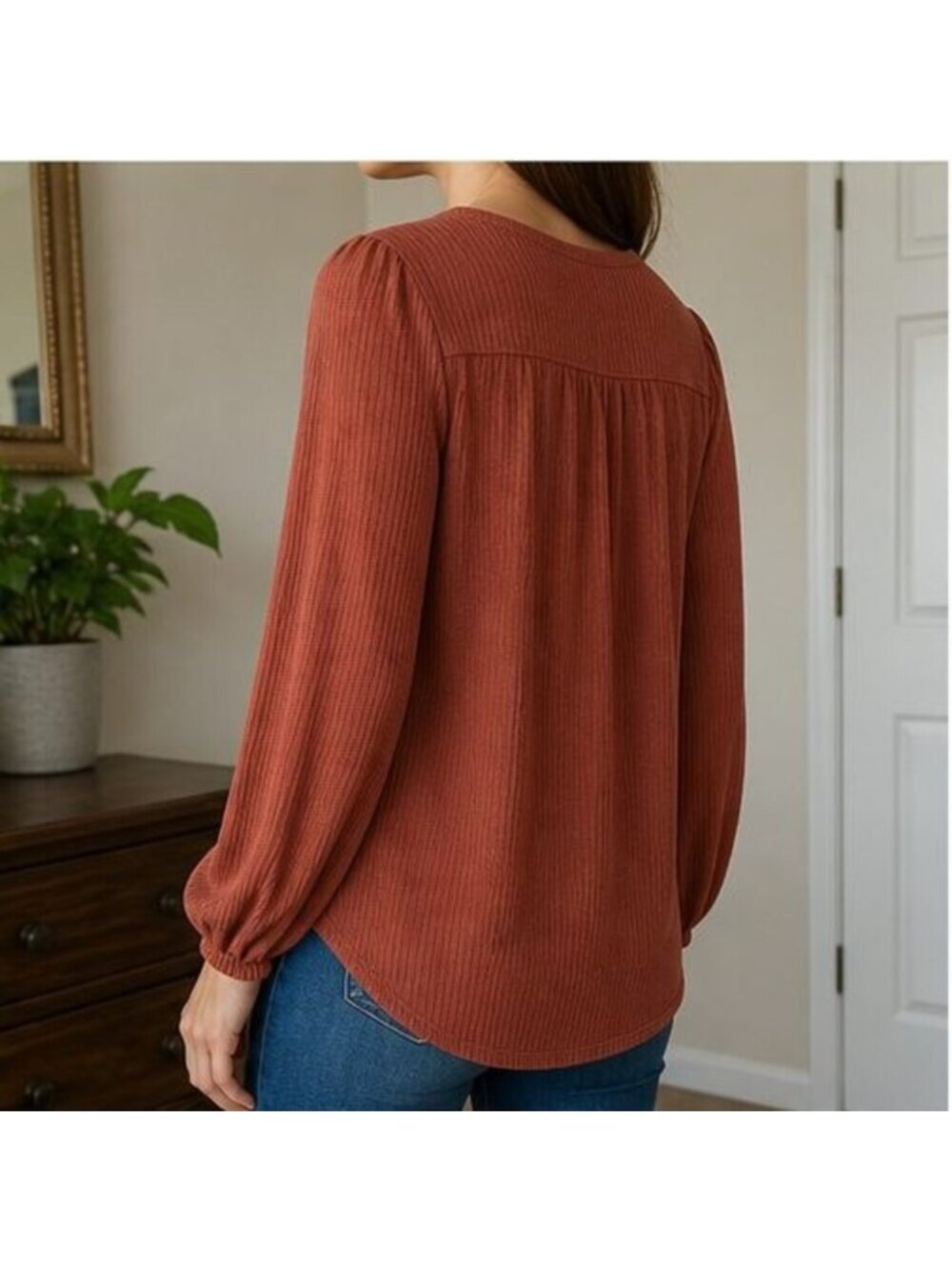 Rust Ruffle Blouse - Picture 3 of 6